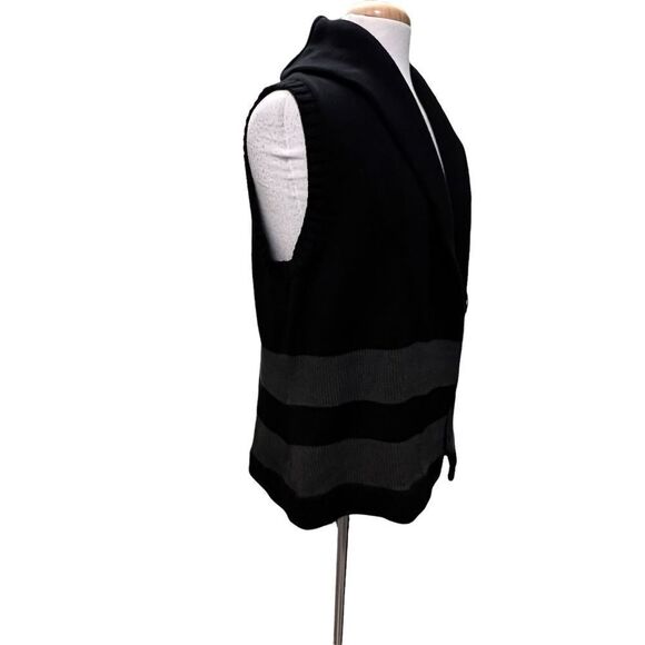 Lauren Ralph Lauren Oversized Sleeveless Black & Gray Cardigan Sweater size S - Picture 4 of 9